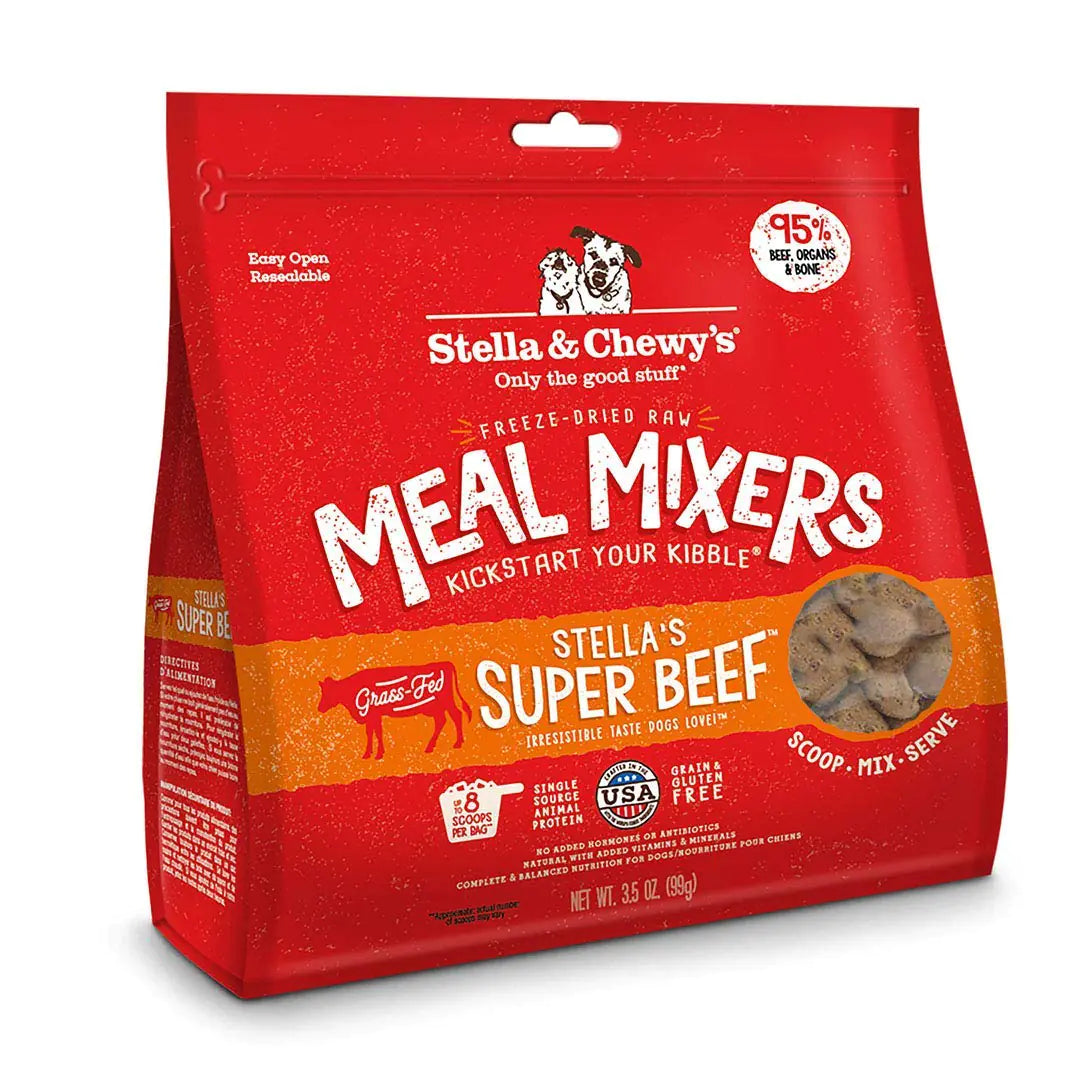 Stella & Chewy’s Freeze-Dried Raw Super Beef Meal Mixer – 3.5 oz Bag Grain-Free, Protein-Packed Dog Food Topper for Small & Large Breeds